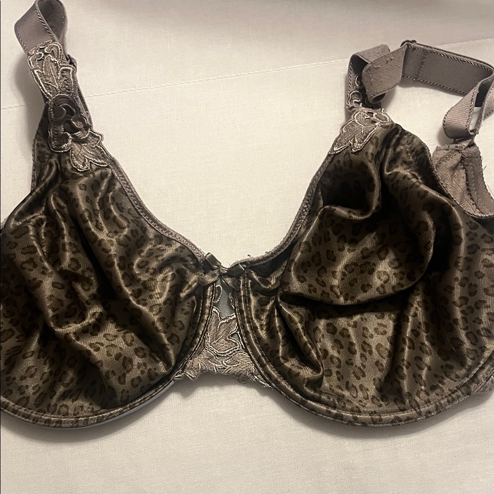 Chantelle Leopard Satin Underwire Bra - Brown